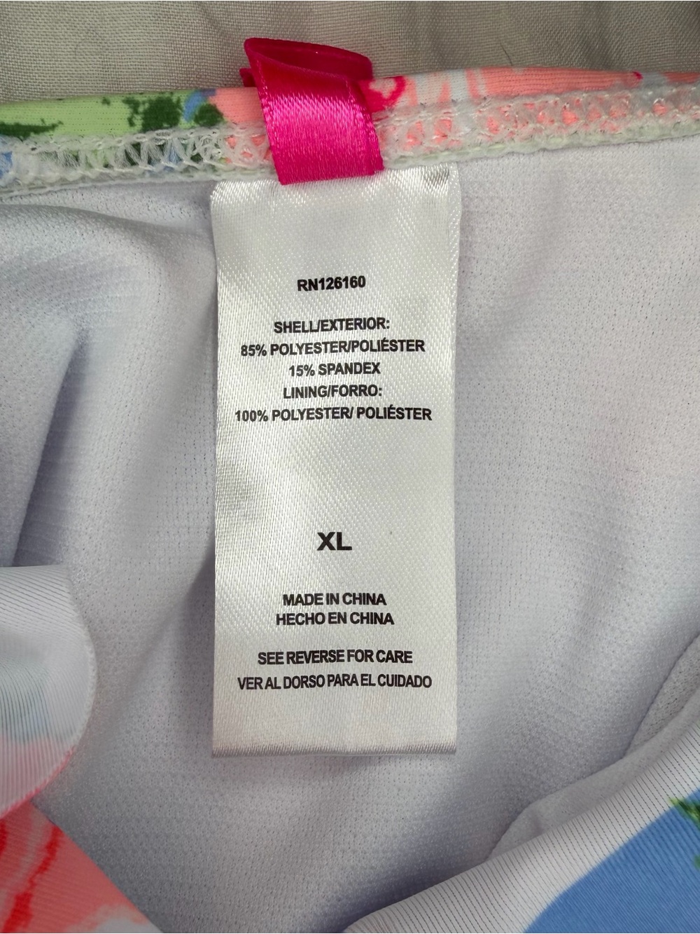 Betsey Johnson Blue White Stripped Pink Floral One Piece Swimsuit Women XL - Picture 5 of 6